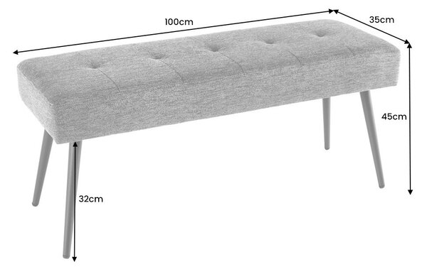 Moderní buklé čalouněná lavice Soreli s bílým potahem s dekorativním prošíváním 100 cm