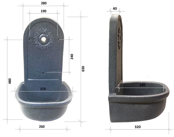 Roto zahradní umyvadlo Slunce 63 cm - šedý granit