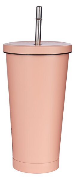 PEANUTS Kelímek nerezový s brčkem 500 ml - oranžová