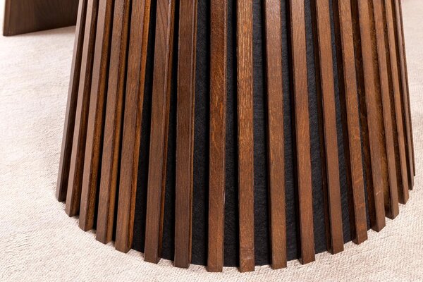 Moderní kulatý jídelní stůl Davidson rozkládací tmavě hnědý 120-200cm