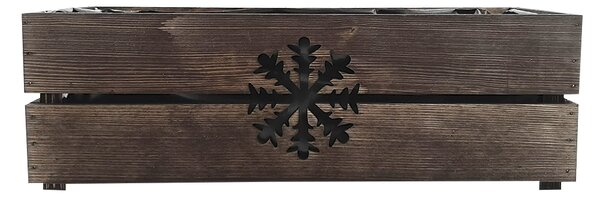 AMADEA Dřevěný vánoční truhlík s vločkou tmavý, uvnitř s černou fólií, 52x21,5x17cm, český výrobek
