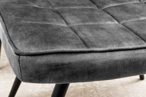 Designová čalouněná taburetka Scandinavia s potahem ze sametu as kovovými nožičkami šedá 61 cm