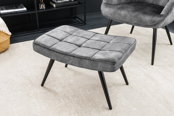 Designová čalouněná taburetka Scandinavia s potahem ze sametu as kovovými nožičkami šedá 61 cm