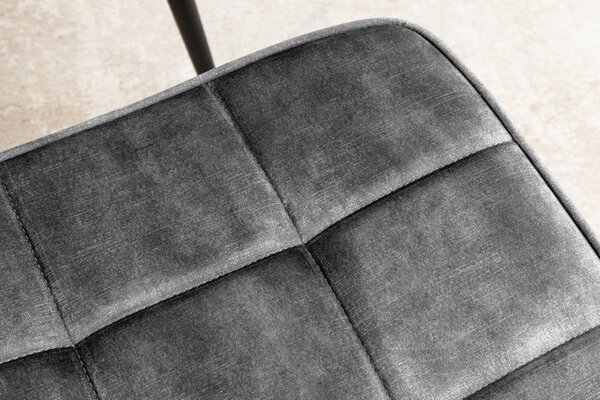 Designová čalouněná taburetka Scandinavia s potahem ze sametu as kovovými nožičkami šedá 61 cm