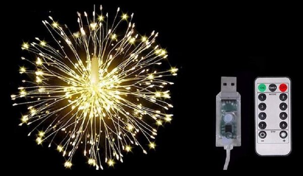 LED dekorativní světlo ohňostroj, Firework, USB nápajení, různé barvy na výběr Barva: Teplá bílá