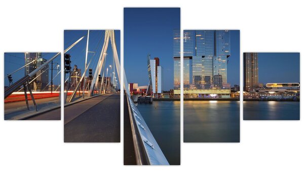 Obraz - Stmívání v Rotterdamu, Holandsko (125x70 cm)