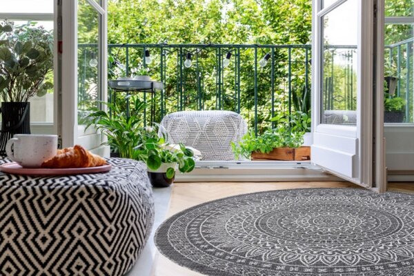 Koberec šňůrkový SIZAL LOFT 21207 BOHO sloní kost / stříbrný / bílý