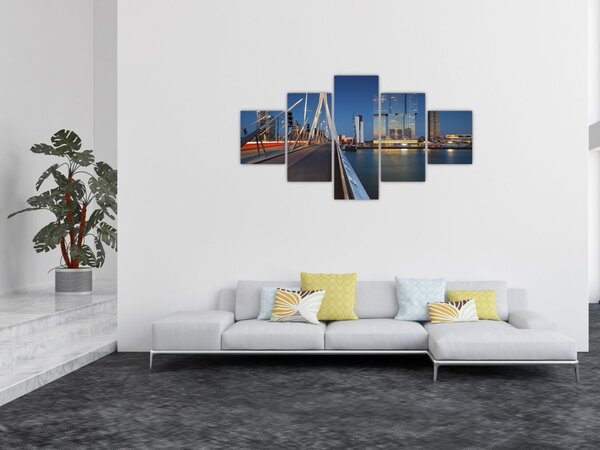 Obraz - Stmívání v Rotterdamu, Holandsko (125x70 cm)