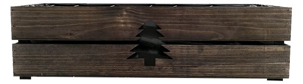 AMADEA Dřevěný vánoční truhlík se stromečkem tmavý, uvnitř s černou fólií, 62x21,5x17cm, český výrobek