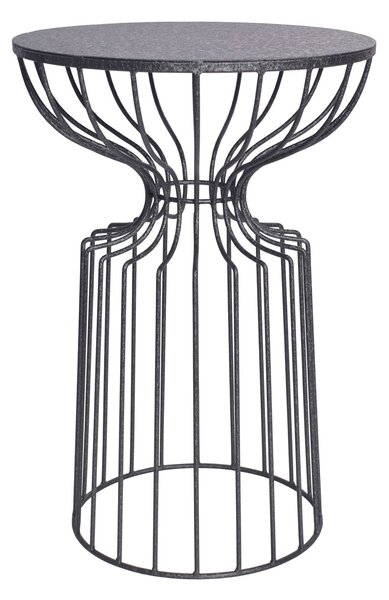 Industriální kulatý příruční stolek Esme s designovou podstavou z tvarovaných kovových tyčí černá 52 cm