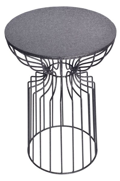 Industriální kulatý příruční stolek Esme s designovou podstavou z tvarovaných kovových tyčí černá 52 cm