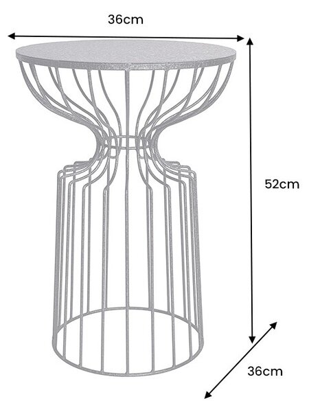 Industriální kulatý příruční stolek Esme s designovou podstavou z tvarovaných kovových tyčí černá 52 cm