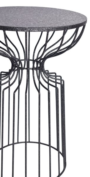 Industriální kulatý příruční stolek Esme s designovou podstavou z tvarovaných kovových tyčí černá 52 cm