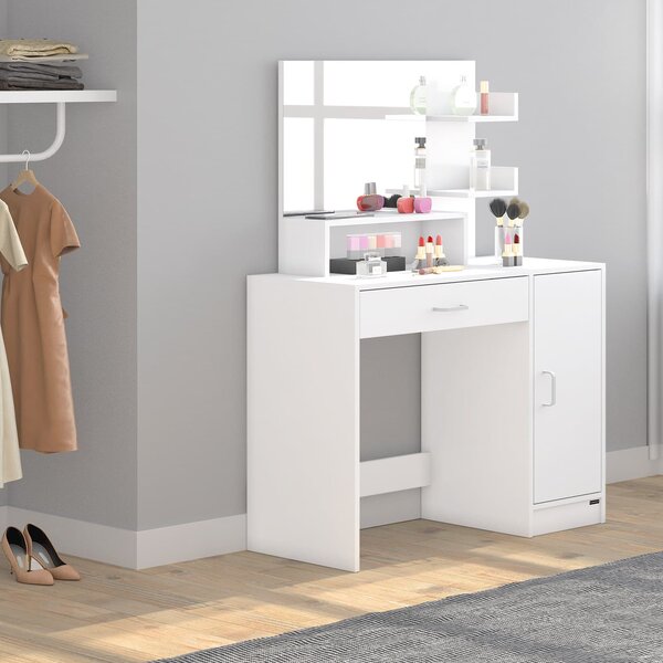 FurniGO Toaletní stolek Jocelyn 140x90x40 cm - bílý