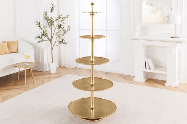 Luxusní kulatý etažér Amelié s pěti úrovněmi v art deco stylu ve zlaté barvě 149 cm