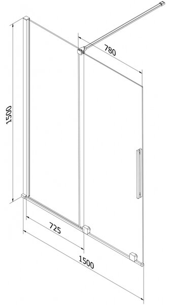 Mexen Velar, 2-křídlová posuvná vanová zástěna 150 x 150 cm, 8mm šedé sklo, zlatá lesklá, 896-150-000-41-50