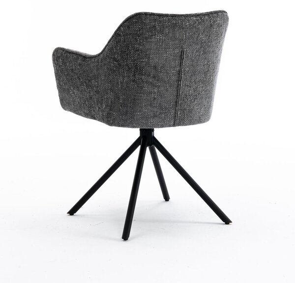 Moderní designová otočné křeslo Kristal Graphite s tmavým šedým čalouněním a kovovými nožičkami 80 cm