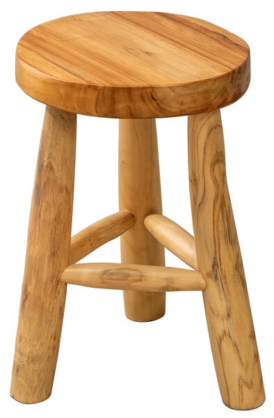 Designová teaková kulatá taburetka Sheril ve světle hnědé barvě s 45 cm