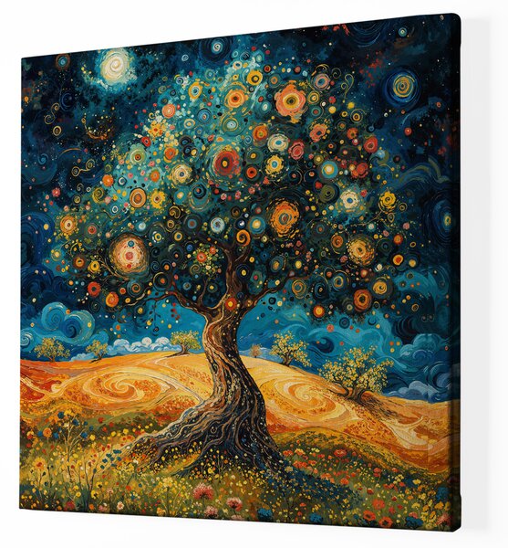 Obraz na plátně - Strom života Gogh vesmírný FeelHappy.cz Velikost obrazu (šířka x výška): 40 x 40 cm