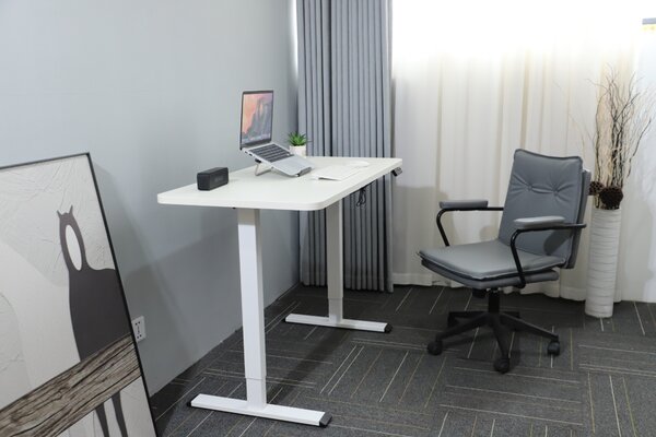 Výškově nastavitelný elektrický stůl BestBerg BBAT-12WW / rozměr 120x60 cm / výška 70-114 cm / bílá