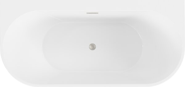 Mexen Oval+, volně stojící vana ke stěně 170 x 80 cm, bílá lesklá, broušená ocel, 52681708000-97