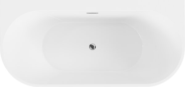 Mexen Oval+, volně stojící vana ke stěně 170 x 80 cm, bílá lesklá, chromový přepad, 52681708000-01