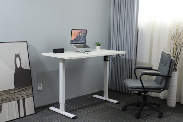 Výškově nastavitelný elektrický stůl BestBerg BBAT-12WW / rozměr 120x60 cm / výška 70-114 cm / bílá