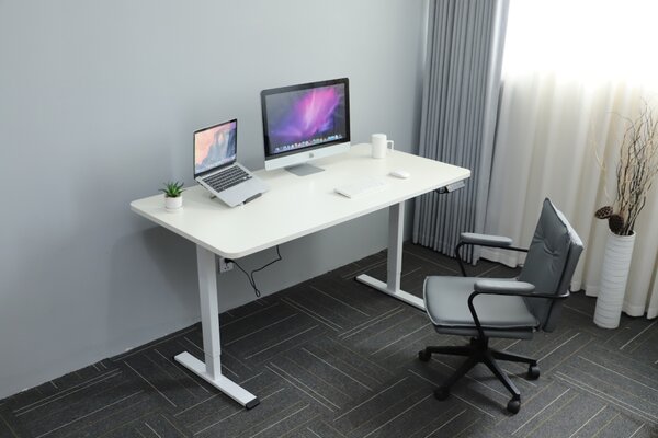 Výškově nastavitelný elektrický stůl BestBerg BBAT-16WW / rozměr 160x80 cm / výška 70-114 cm / bílá