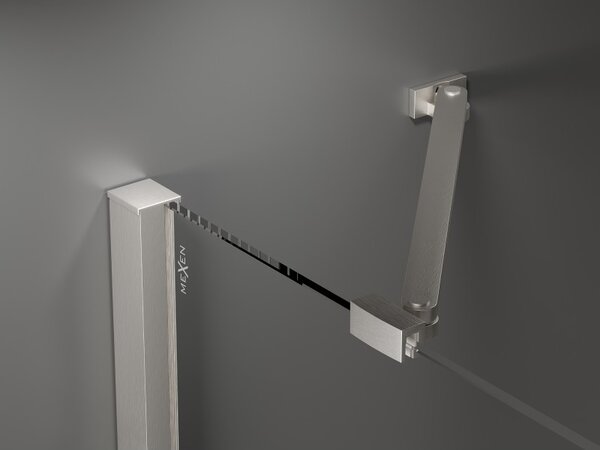 Mexen Velar Duo, sprchový kout s posuvnými dveřmi 80 x 80 cm, 8mm šedé sklo, broušená ocel, 871-080-080-42-97
