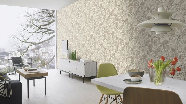 RASCH | Vliesová tapeta na zeď Liverna 554915 | 0,53 x 10,05 m | béžová, krémová