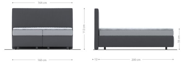 DELIFE Boxspring postel Dream-Well 160x200 cm mikrovlákno šedá s matrací a topperem
