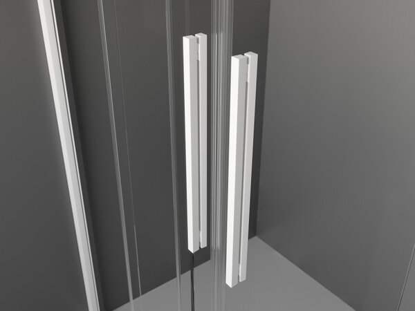 Mexen Velar Duo, posuvné sprchové dveře do otvoru 170 cm, 8mm šedé sklo, bílá matná, 871-170-000-42-20