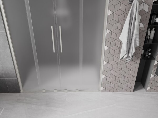 Mexen Velar Duo, posuvné sprchové dveře do otvoru 140 cm, 8mm sklo námraza, broušená ocel, 871-140-000-32-97