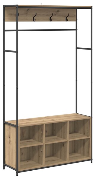 Věšák na kabáty se stoličkou na boty Dub artisan