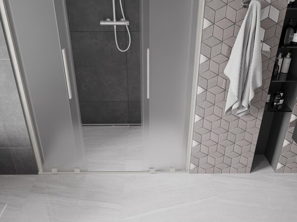 Mexen Velar Duo, posuvné sprchové dveře do otvoru 140 cm, 8mm sklo námraza, broušená ocel, 871-140-000-32-97