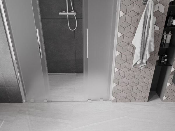 Mexen Velar Duo, posuvné sprchové dveře do otvoru 140 cm, 8mm sklo námraza, chromová, 871-140-000-32-01