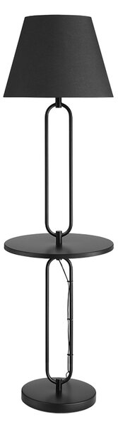 Designová industriální černá stojací lampa Bucky s odkládacím stolkem 175 cm