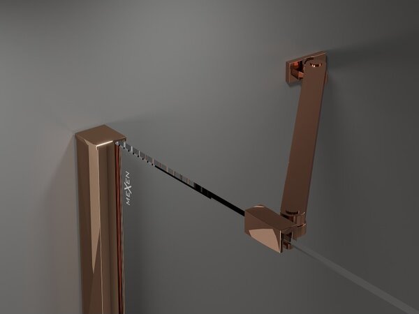 Mexen Velar Duo, posuvné sprchové dveře do otvoru 140 cm, 8mm sklo námraza, růžové zlato, 871-140-000-32-60