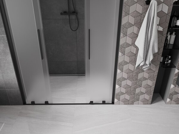 Mexen Velar Duo, posuvné sprchové dveře do otvoru 140 cm, 8mm sklo námraza, černá matná, 871-140-000-32-70