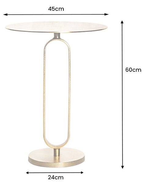 Art deco kulatý zlatý kovový příruční stolek Zendy s glamour nádechem 60 cm