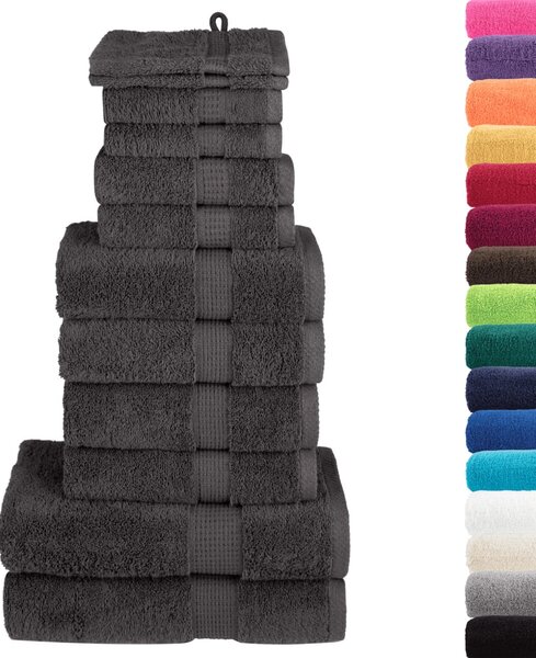 12dílná sada ručníků Premium SOLUND antracitová 600 g/m²