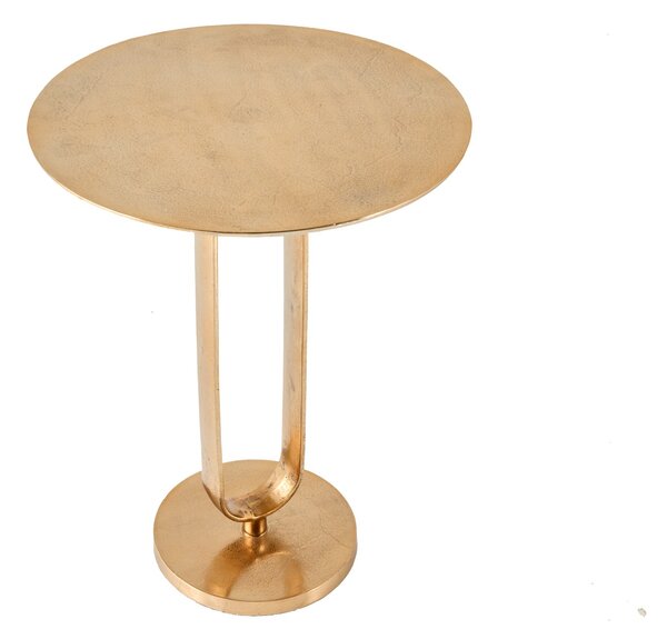 Art deco kulatý zlatý kovový příruční stolek Zendy s glamour nádechem 60 cm