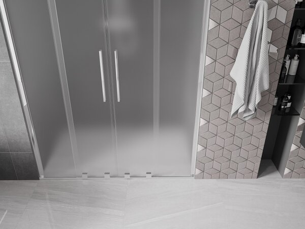 Mexen Velar Duo, posuvné sprchové dveře do otvoru 140 cm, 8mm sklo námraza, chromová, 871-140-000-32-01