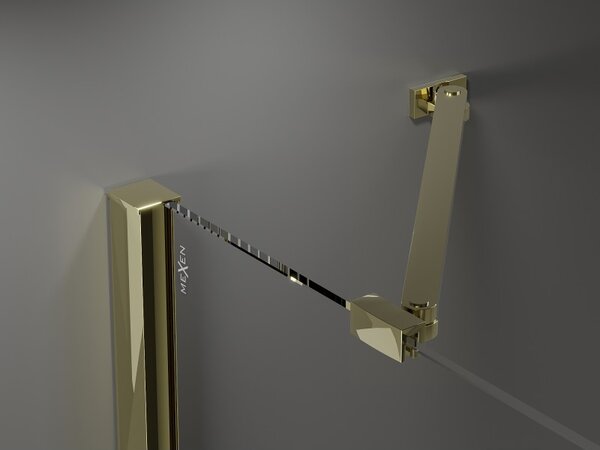 Mexen Velar Duo, posuvné sprchové dveře do otvoru 140 cm, 8mm šedé sklo, zlatá lesklá, 871-140-000-42-50