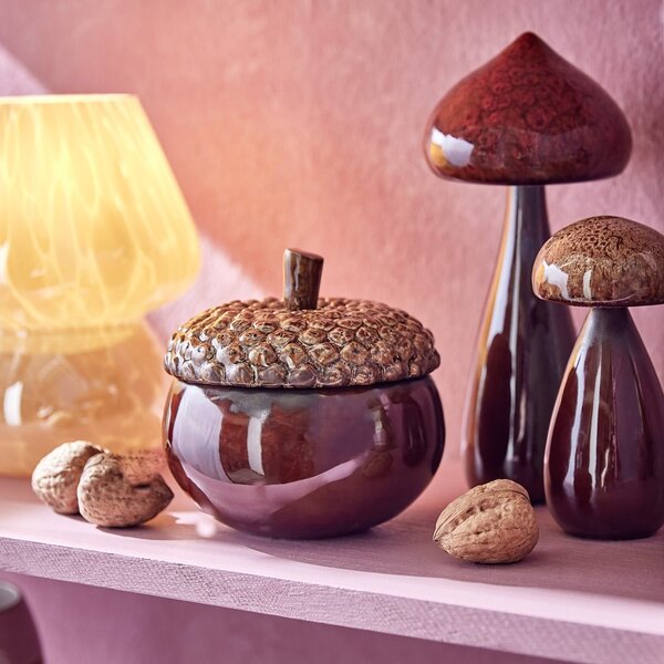 ACORN Keramická dóza 13 cm - hnědá