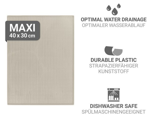 Béžová gumová odkapávací podložka na nádobí 40x30 cm Maxi – Wenko
