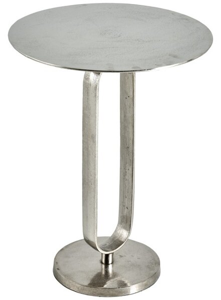 Art deco kulatý stříbrný kovový příruční stolek Zendy s glamour nádechem 60 cm