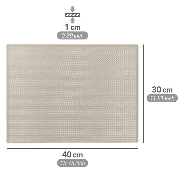 Béžová gumová odkapávací podložka na nádobí 40x30 cm Maxi – Wenko