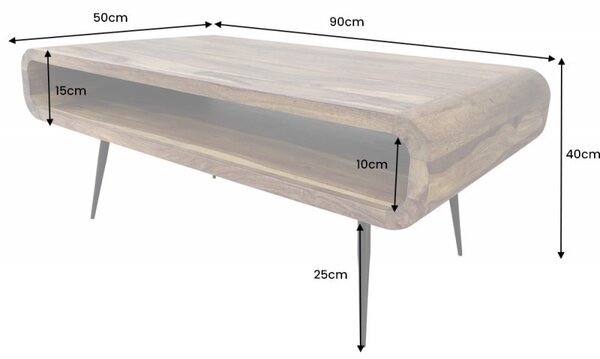 Designový konferenční stolek Alpha z hnědého sheeshamového dřeva s úložným prostorem 90 cm