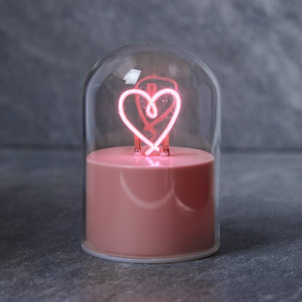 GLOW BALL Neonové světlo srdce 10 cm - růžová